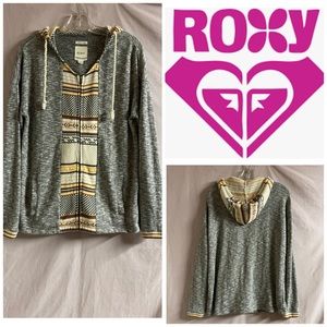 ROXY ZIP-UP HOODED KNIT JACKET